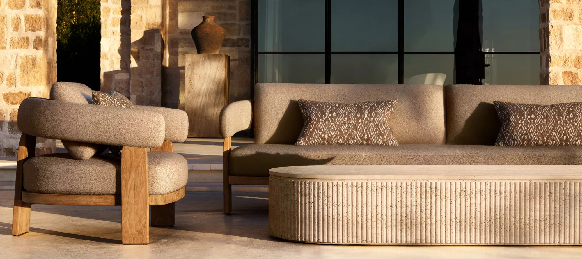 Set Sofa Jati Luar Kavala|Perabot Patio Mewah