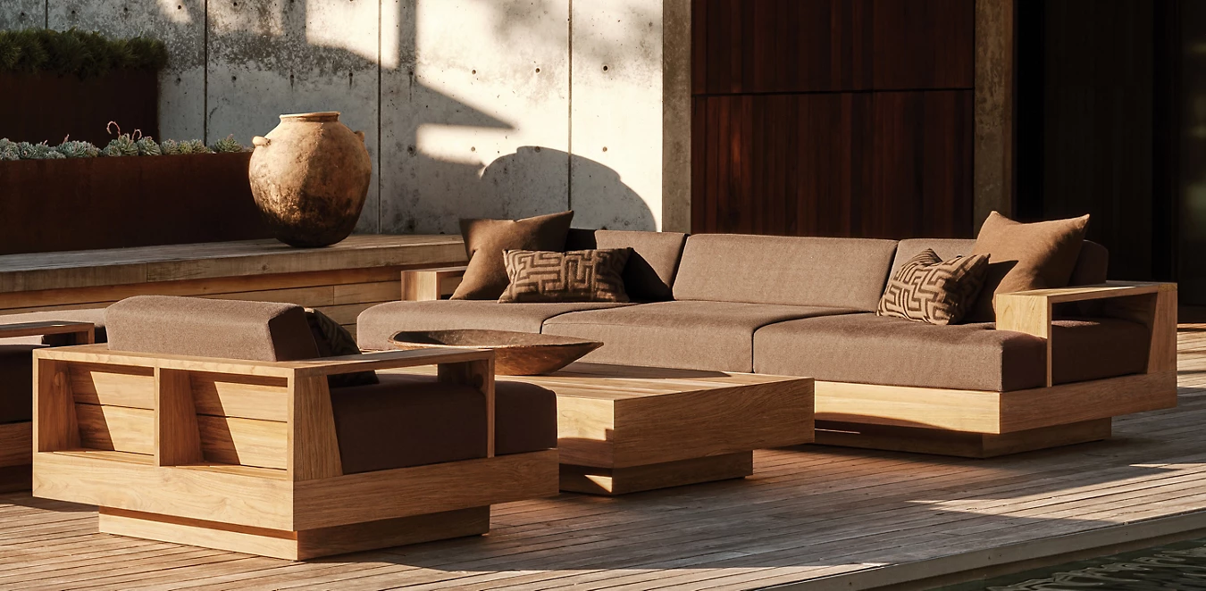 Sofa Luaran Kayu Jati Cape Town|Lounge Patio Mewah