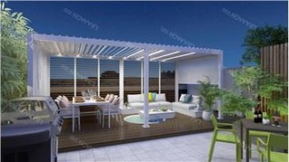 Pergola Melengkung Dengan Kanopi Boleh Ditarik
